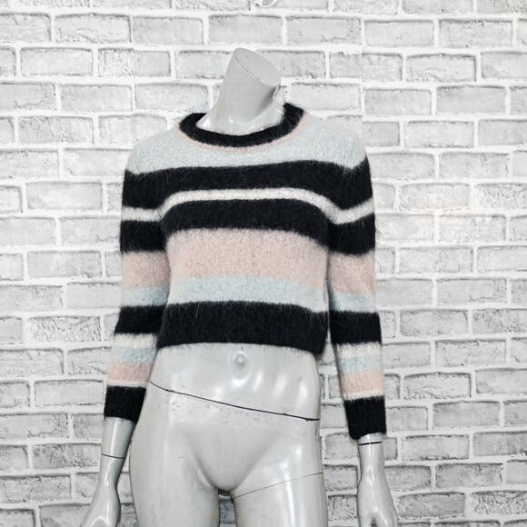 Ba&sh BASH Women's Alpaca blend fuzzy Stripe Lady Pullover Sweater sz Small - Picture 4 of 11